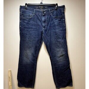 Helix Slim Boot Mens 36x30 Blue Jeans Medium Dark Wash Embroider Pockets Cotton